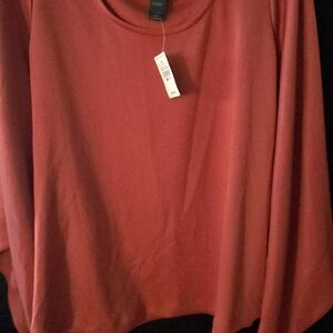 Ashley Stewart Chic Long Sleeve Red Top